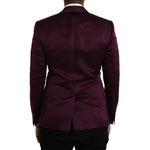 Back view of Dolce & Gabbana Maroon Silk Single Breasted Coat Blazer showcasing elegant design and high craftsmanship.