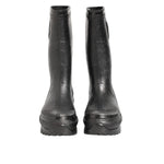 Front view of Dolce & Gabbana Metallic Black Pull On Rain Boots Men Shoes made from waterproof materials.