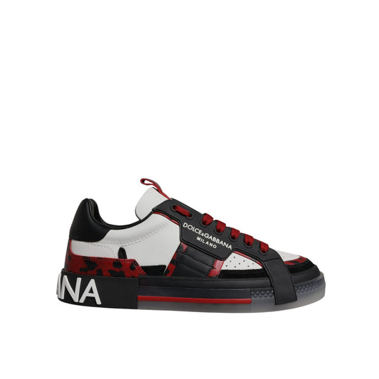Dolce & Gabbana Multicolor Custom 2.Zero Sneakers Shoes crafted from calf leather with a bold modern design and rubber sole.