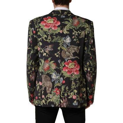 Dolce & Gabbana Multicolor Floral Leopard 1 Button Men Suit Jacket