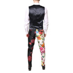 Back view of Dolce & Gabbana Multicolor Floral SICILIA Silk 3 Piece Suit with floral pattern and slim fit vest.