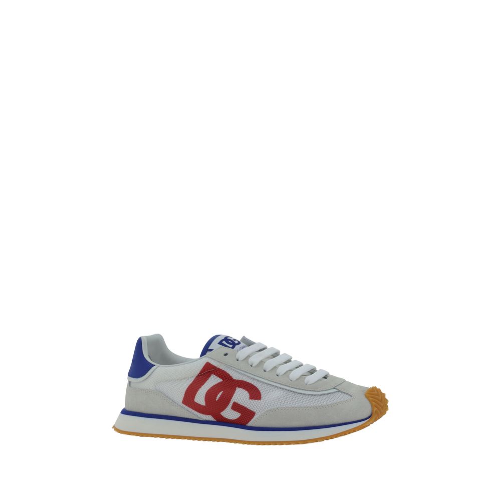 Dolce & Gabbana Multicolor Rubber Low Top Sneakers with suede details, lace-up closure, and monogram on heel.
