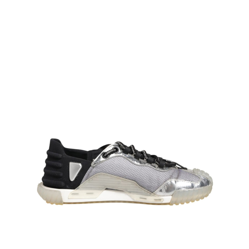 Dolce & Gabbana Multicolor Silver Logo Low Top NS1 Sneakers Shoes featuring a stylish design with mixed materials and rubber sole.