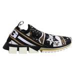 Dolce & Gabbana Multicolor Sorrento Low Top Sneakers Shoes in gold, black, and white with rubber sole and logo details.