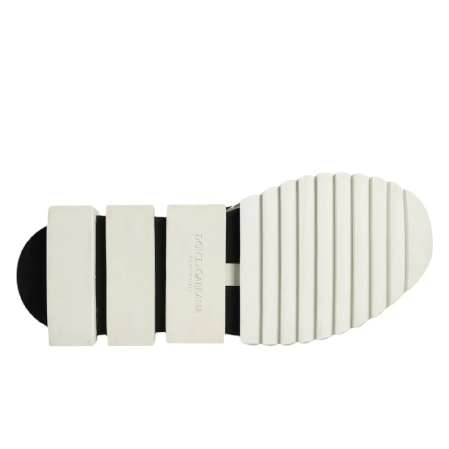 Outsole view of Dolce & Gabbana Multicolor Sorrento Low Top Sneakers Shoes showcasing rubber sole and logo detail