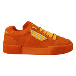 Dolce & Gabbana Orange Leather P.j. Tucker Men Sneakers Shoes in vibrant suede with logo details, featuring a rubber sole, made in Italy.