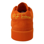 Dolce & Gabbana Orange Leather P.j. Tucker Men Sneakers Shoes rear view with signature embroidery