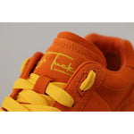 Dolce & Gabbana Orange Leather P.j. Tucker Men Sneakers Shoes with yellow laces and signature logo detail close-up