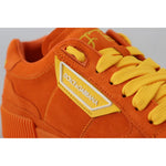 Dolce & Gabbana Orange Leather P.j. Tucker Men Sneakers Shoes with suede leather and logo details.