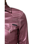 Dolce & Gabbana Pink Cotton Stretch Collared Cropped Jacket close-up detail