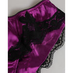 Dolce & Gabbana Purple Silk Satin Floral Lace Panty Brief Underwear