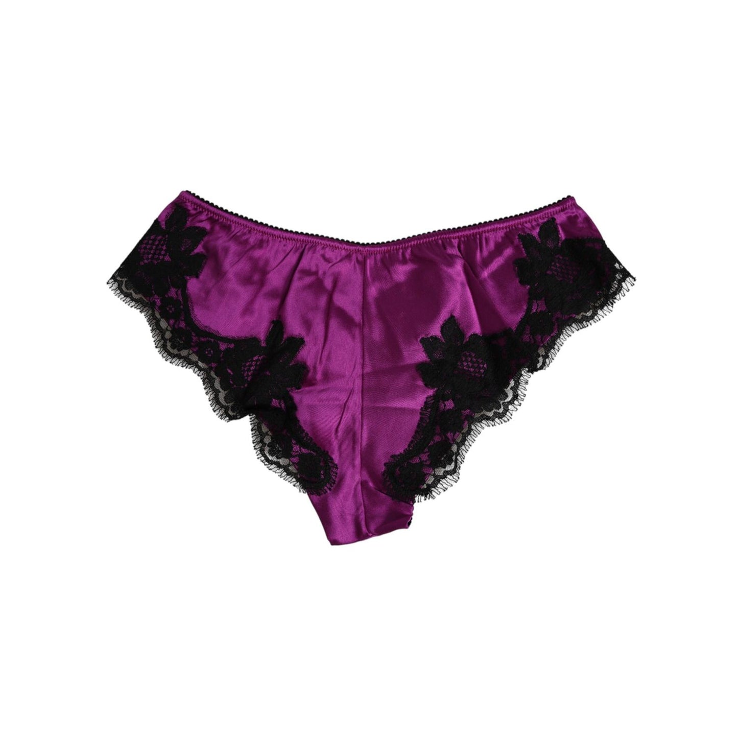 Dolce & Gabbana Purple Silk Satin Floral Lace Panty Brief Underwear