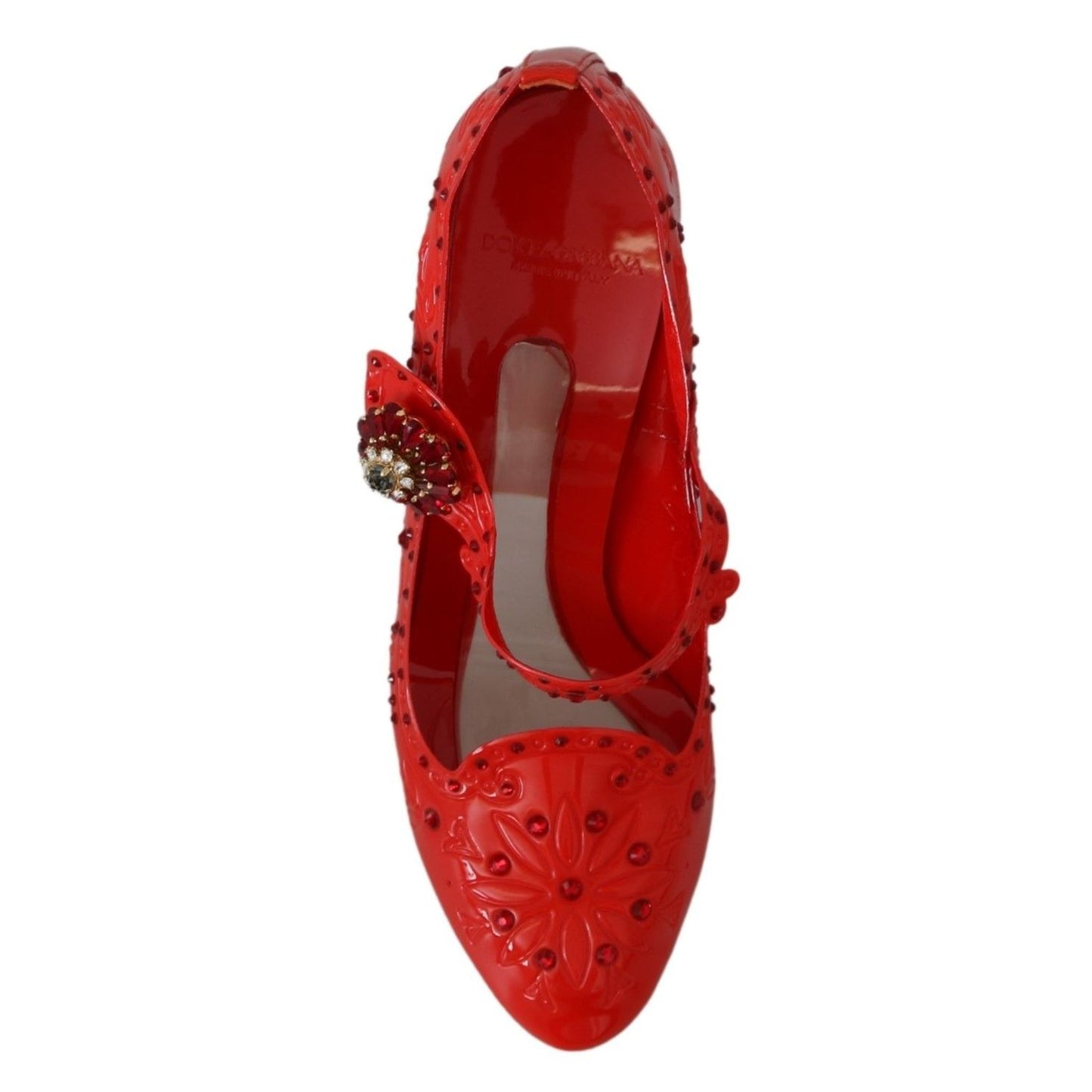 Dolce & Gabbana Red Floral Crystal CINDERELLA Heels Shoes