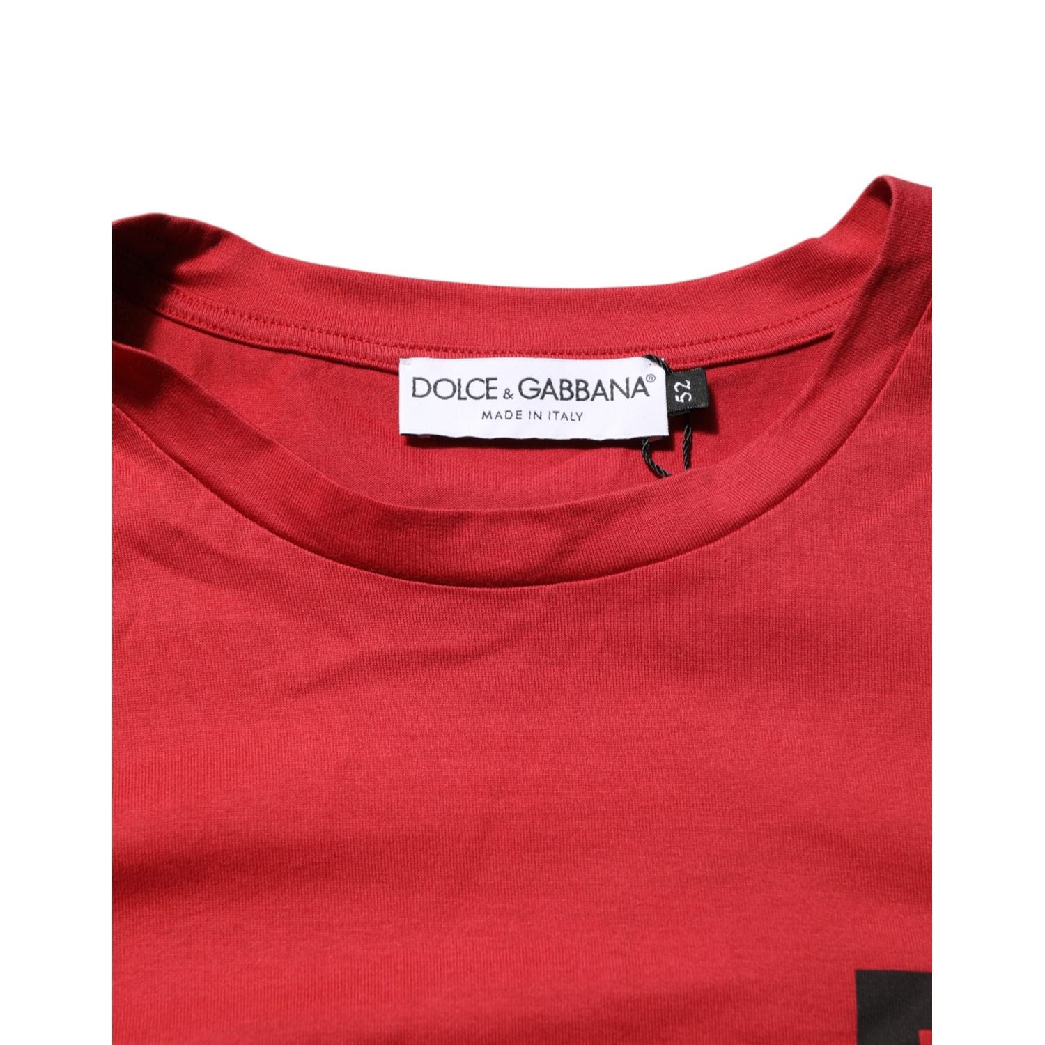 Dolce & Gabbana Red Logo Print Cotton Short Sleeve T-shirt
