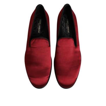 Dolce & Gabbana Red Velvet Slip On Loafers Formal Shoes