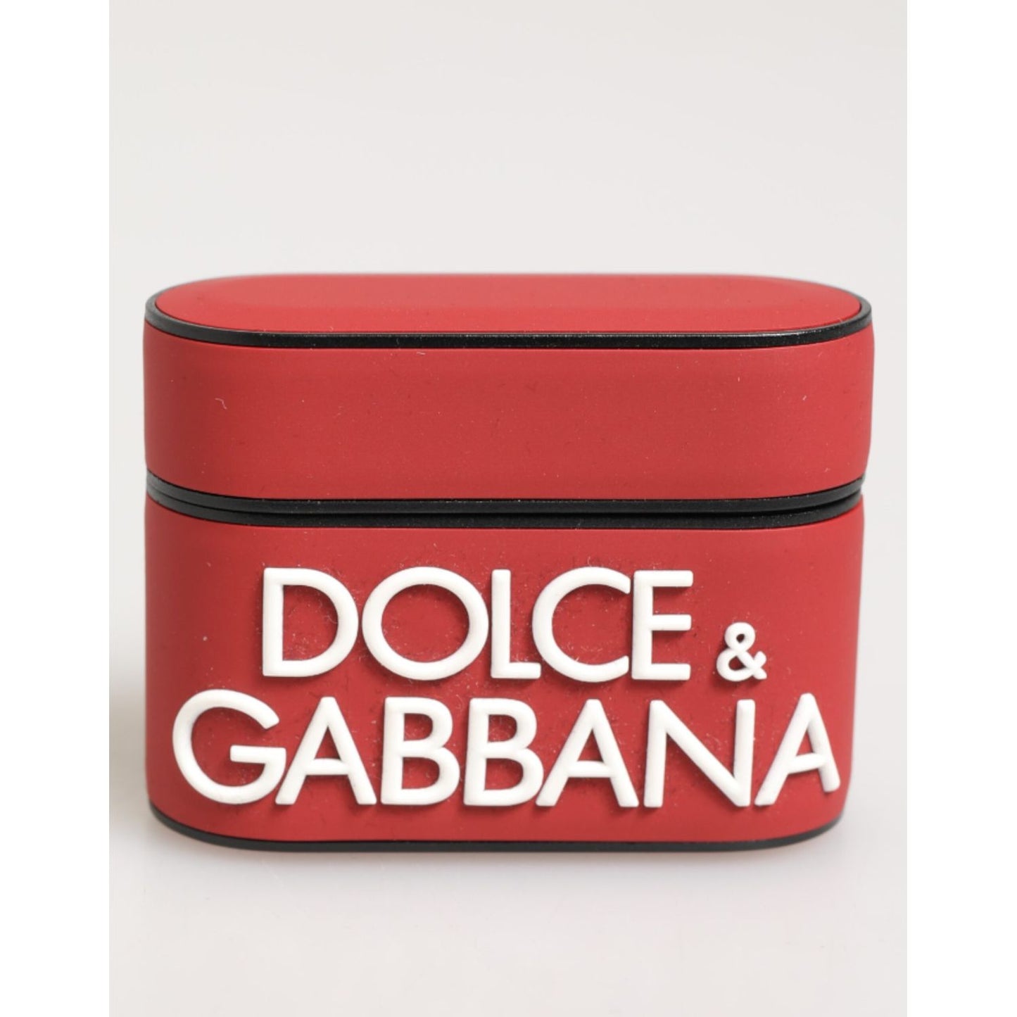 Dolce & Gabbana Red White Silicone Embossed Logo Accessory Airpods Case