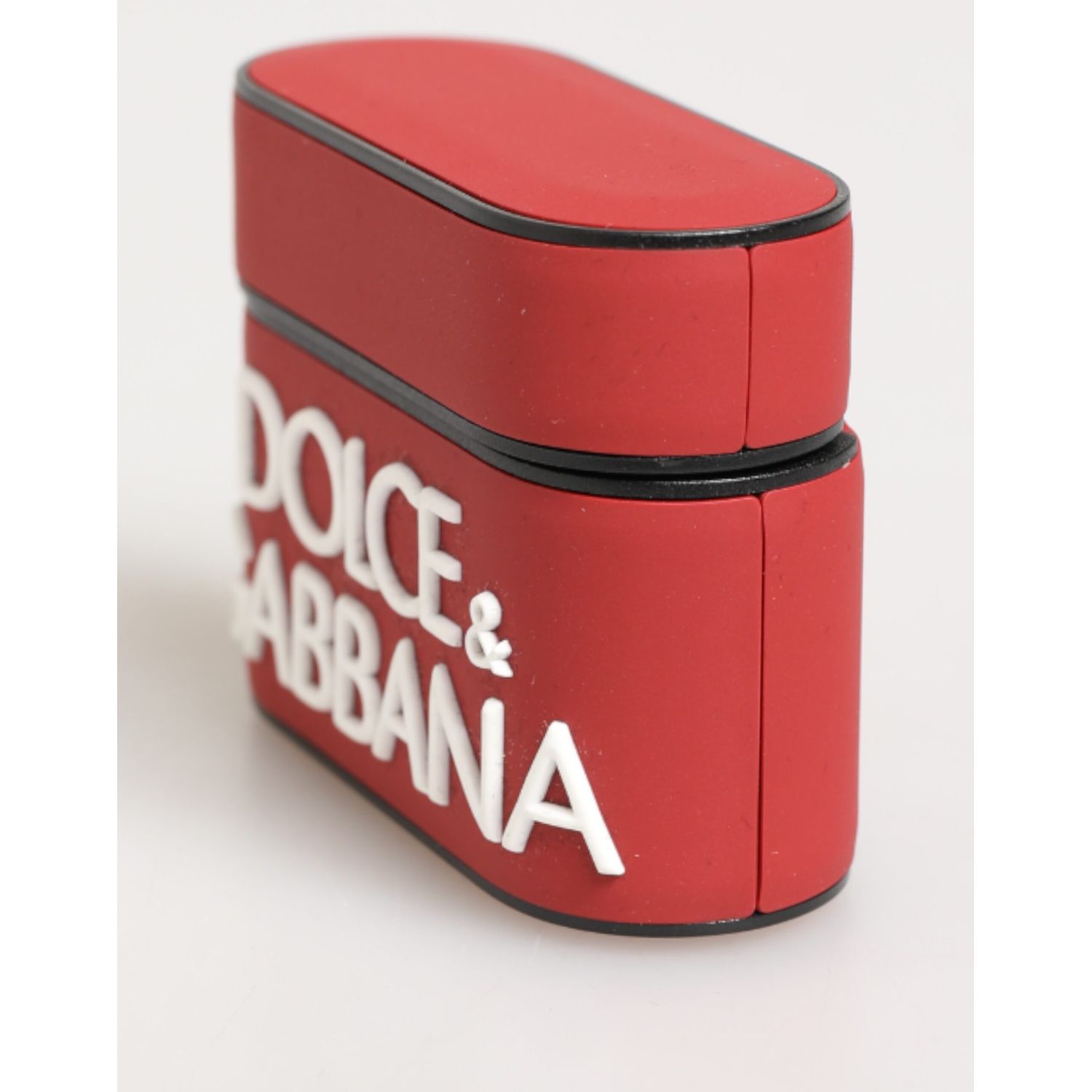 Dolce & Gabbana Red White Silicone Embossed Logo Accessory Airpods Case