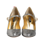 Dolce & Gabbana Silver Glitter Mink Fur VALLY Pumps Shoes
