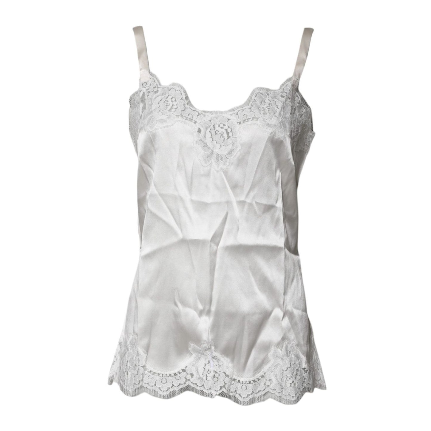 Dolce & Gabbana Top White Satin Lace Tank Lingerie Underwear