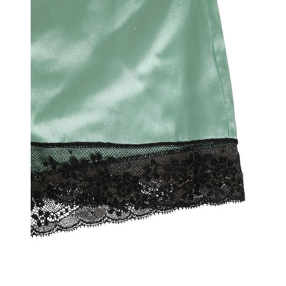 Dolce & Gabbana Water Green Satin Black Lace Trim Underwear