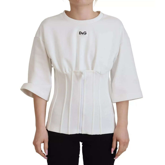 Dolce & Gabbana White Cotton Corset Stretch Top T-shirt