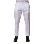 Dolce & Gabbana White Cotton Dress Slim Formal Trouser Pants