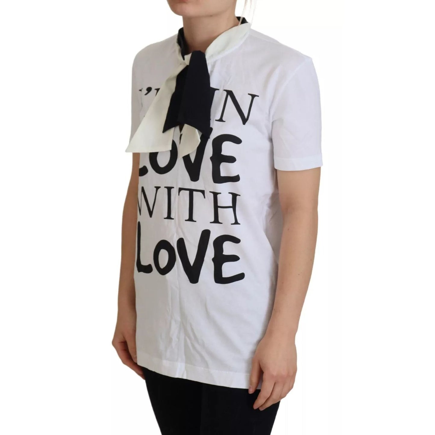 Dolce & Gabbana White Cotton LOVE Print Top Blouse T-shirt