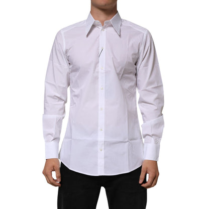Dolce & Gabbana White Cotton Slim Fit Dress Formal Men Shirt