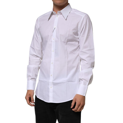 Dolce & Gabbana White Cotton Slim Fit Dress Formal Men Shirt