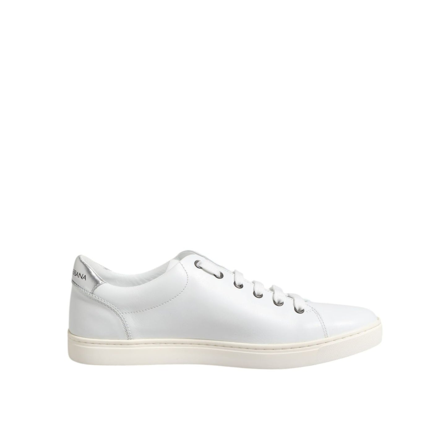 Dolce & Gabbana White Crown Bee Leather Low Top Sneakers Shoes in calf leather with rubber sole and logo details, made in Italy.