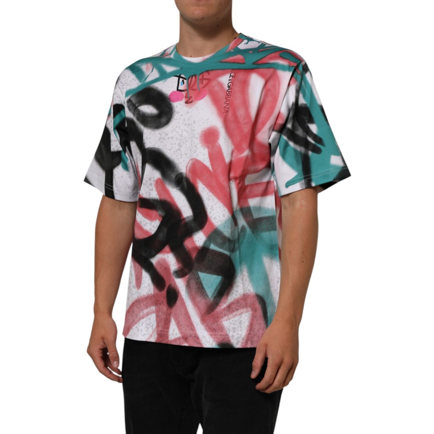 Dolce & Gabbana White Graffiti Crew Neck Short Sleeves T-shirt