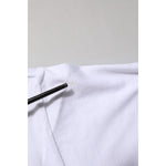 Close-up of defect on Dolce & Gabbana White Graphic Print Cotton CrewNeck T-shirt showing minor stain on fabric.