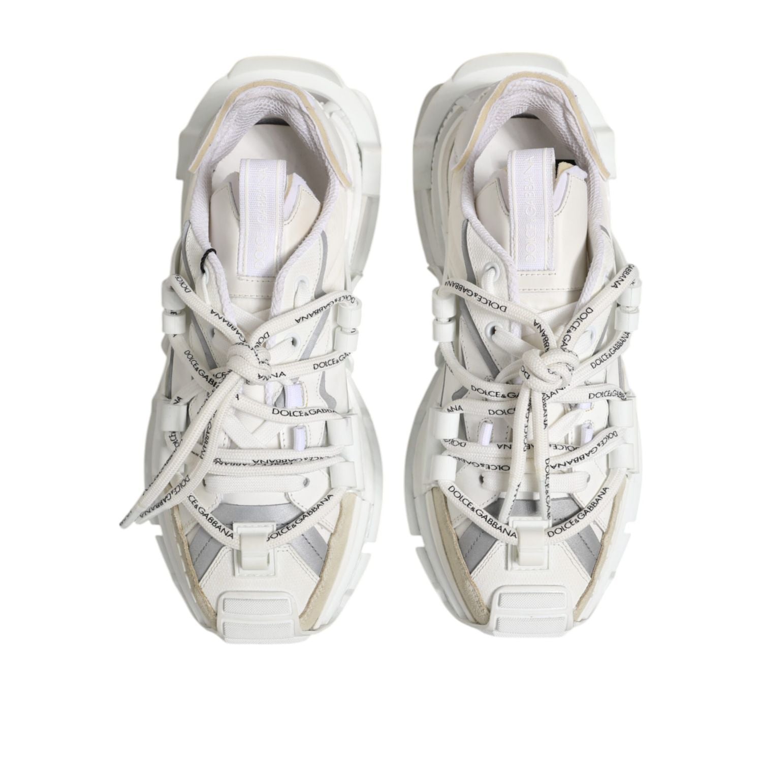 Dolce & Gabbana White Gray Low Top Space Sneakers Shoes