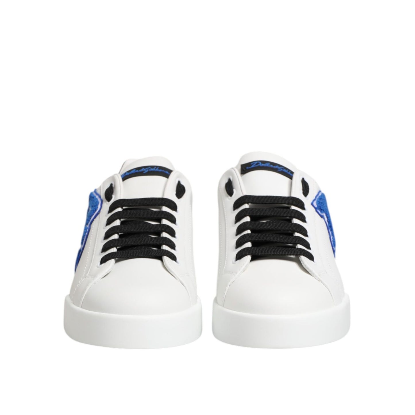 Dolce & Gabbana White Leather DG Logo Low Top Sneakers Shoes front view