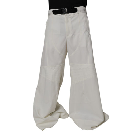 Dolce & Gabbana White Mid Waist Wide Leg Pants