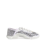 Dolce & Gabbana White NS1 Canvas Leather Embellished Sneakers Shoes with rhinestones