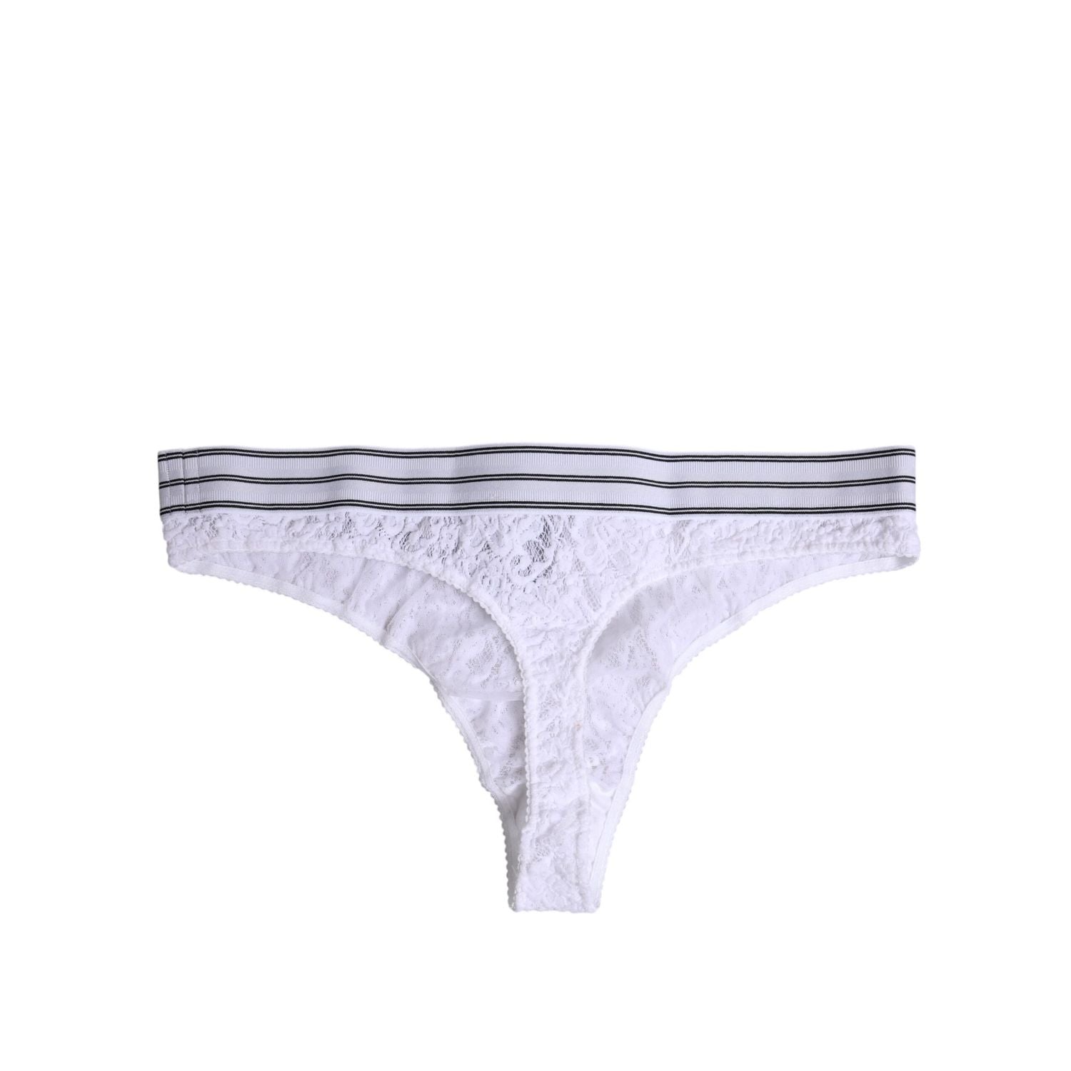 Dolce & Gabbana White Nylon Floral Lace Bottom Panty Underwear