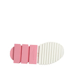 Sole view of Dolce & Gabbana White Pink Low Top Sorrento Sneakers Shoes showing pink and white sculpted rubber design.