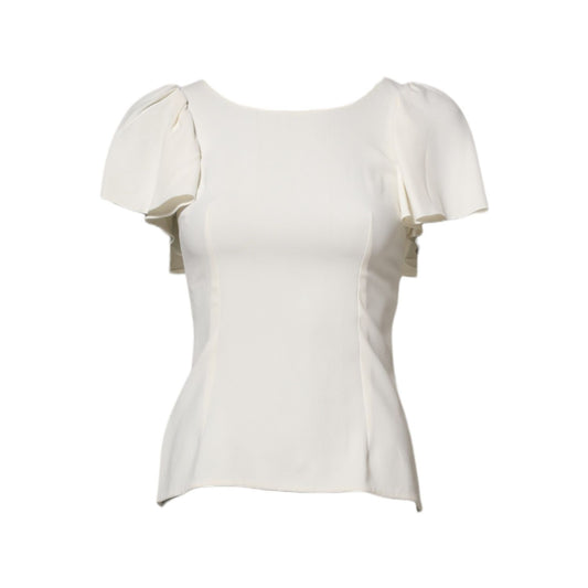 Dolce & Gabbana White Round Neck Short Sleeves Blouse Top