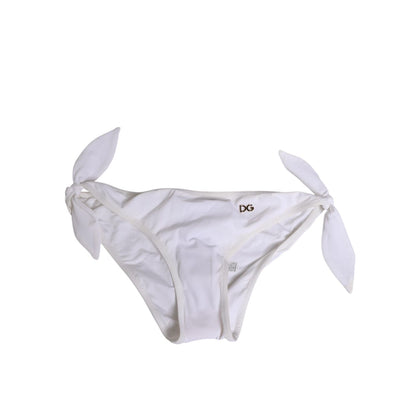Dolce & Gabbana White Side Tie Logo Bikini Bottom Underwear