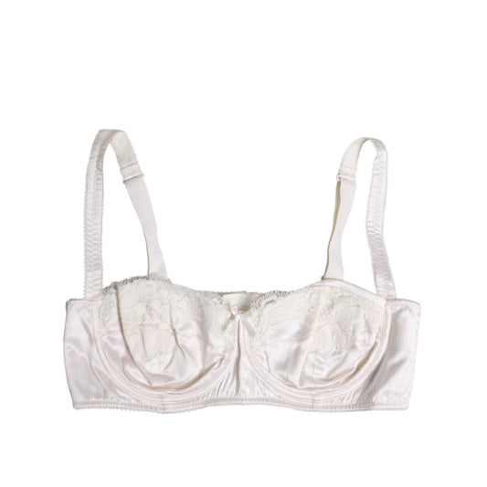 Dolce & Gabbana White Silk Underwired Balconette Bra Underwear