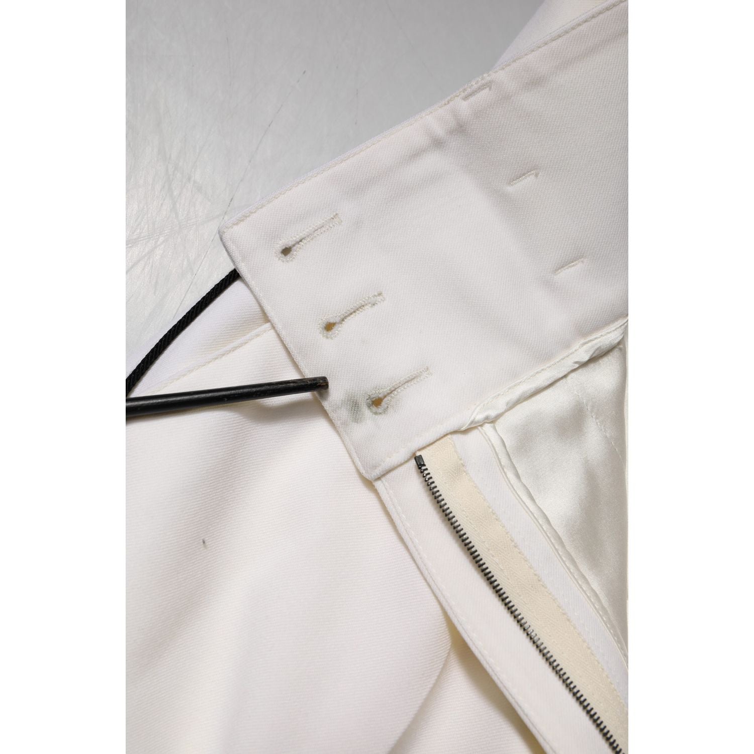 Dolce & Gabbana White Wool High Waist Tapered Pants