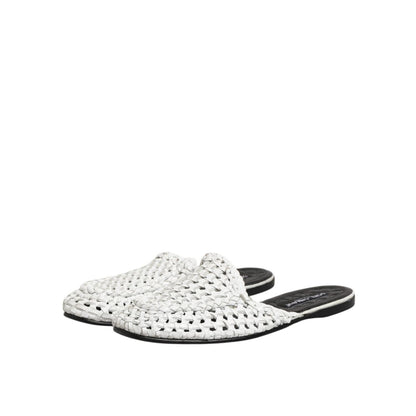 Dolce & Gabbana White Woven Slides MULES Men Sandals Shoes