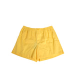 Dolce & Gabbana Yellow Cotton Elastic Waistband Short Swimwear with button closure and logo detail, made in Italy.
