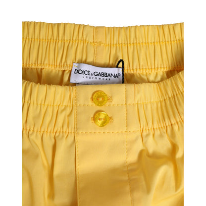 Dolce & Gabbana Yellow Cotton Elastic Waistband Short Swimwear