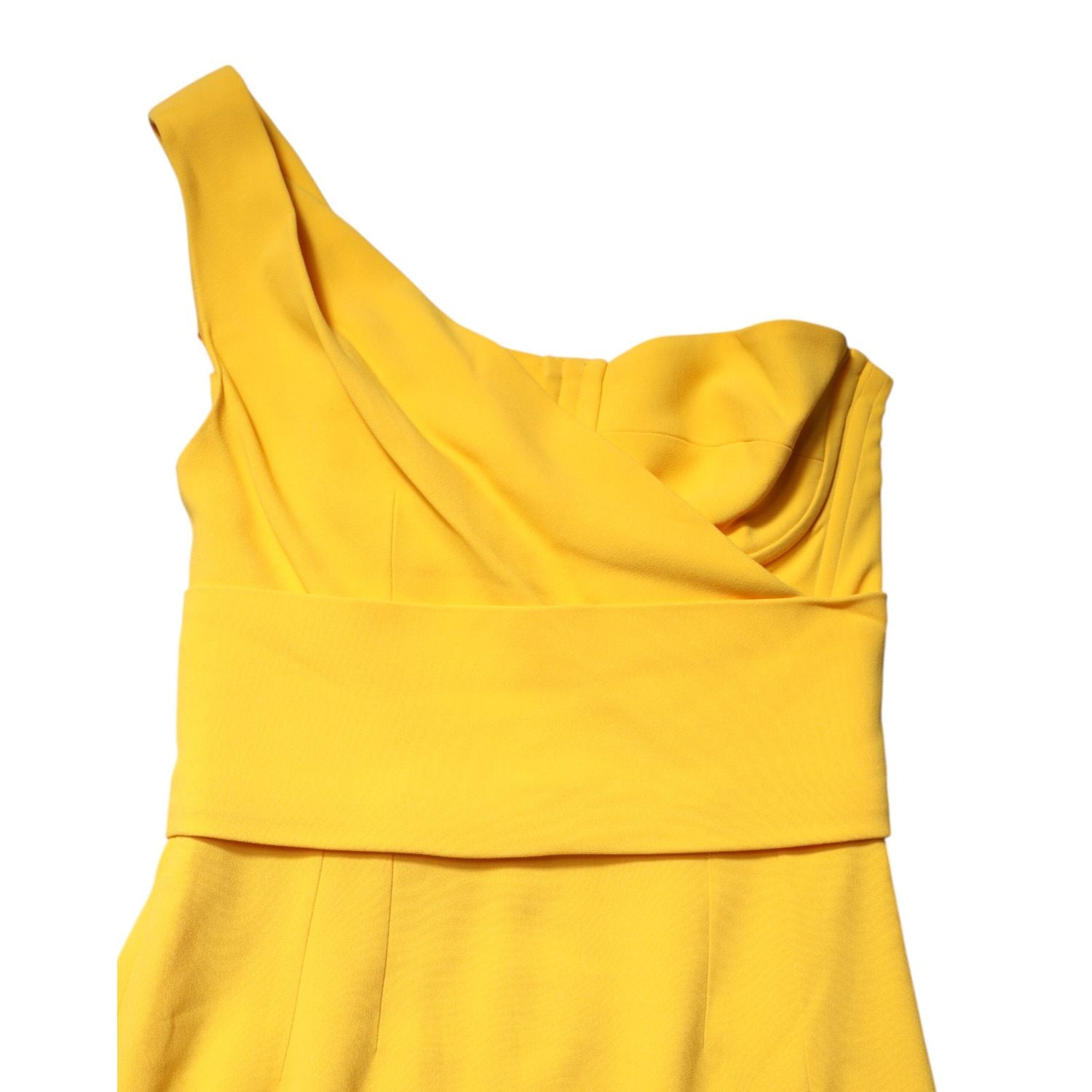 Dolce & Gabbana Yellow One Shoulder Side Slit Midi Dress