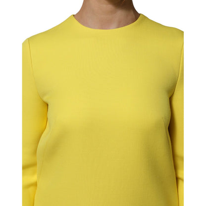 Dolce & Gabbana Yellow Viscose Acetate Mini Long Sleeve Dress