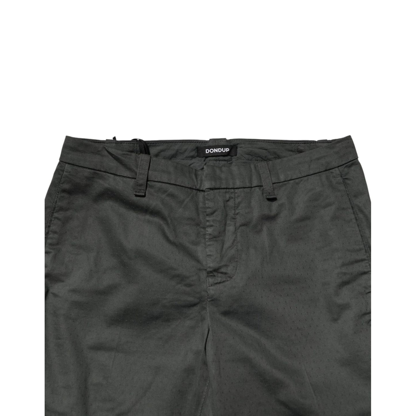 Dondup Dark Gray Cotton Mid Waist Skinny Men Chino Trouser Pants Dondup