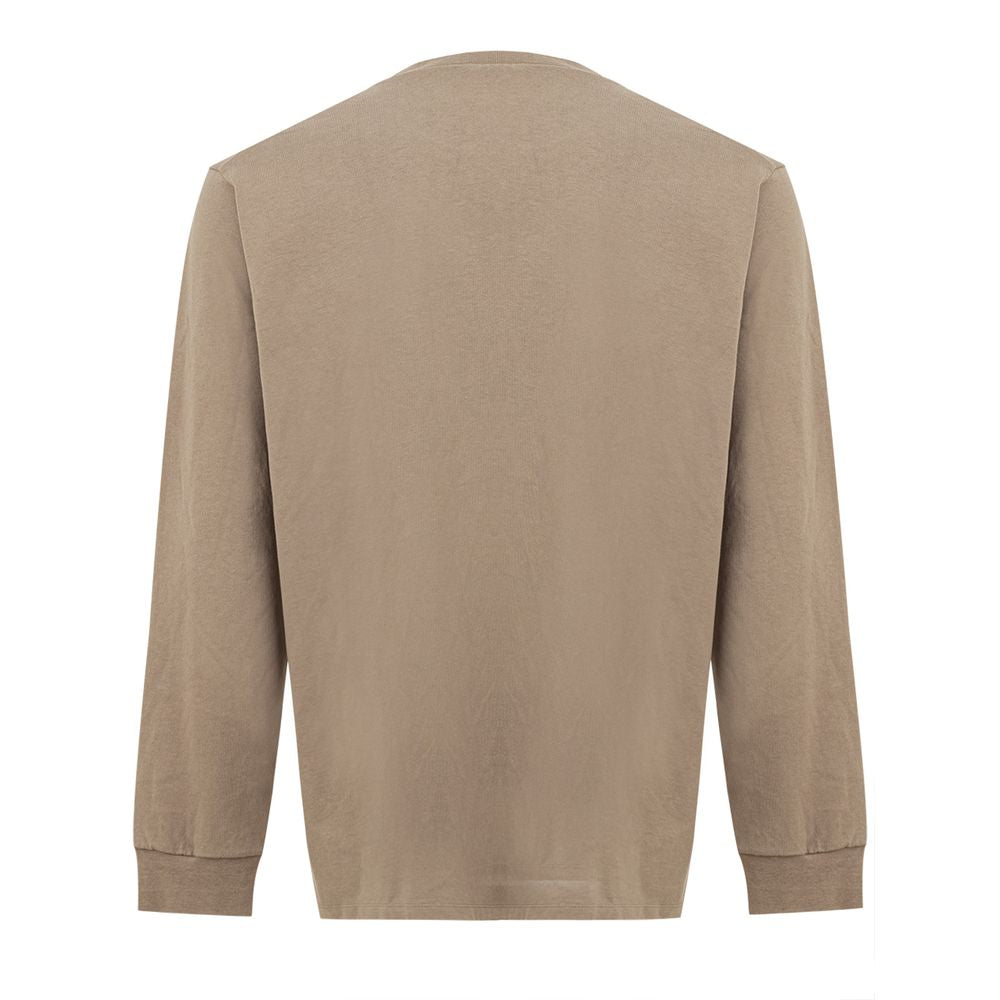 Back view of Dsquared² Beige Cotton T-Shirt with long sleeves and crew neck, showcasing minimal design.