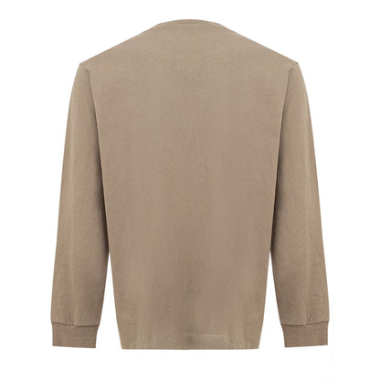 Back view of Dsquared² Beige Cotton T-Shirt with long sleeves and crew neck, showcasing minimal design.
